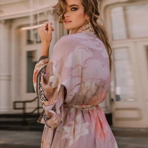 #85 CLOSEOUT SALE New! Boho Gypsy Cherry Blossom Kimono Robe Cover-Up - Picture 5 of 7